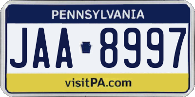 PA license plate JAA8997