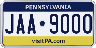 PA license plate JAA9000