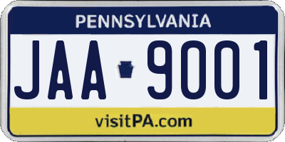 PA license plate JAA9001