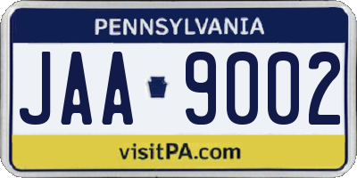 PA license plate JAA9002