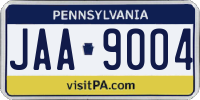 PA license plate JAA9004