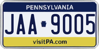 PA license plate JAA9005