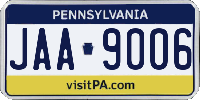 PA license plate JAA9006