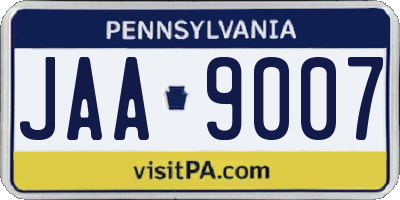 PA license plate JAA9007