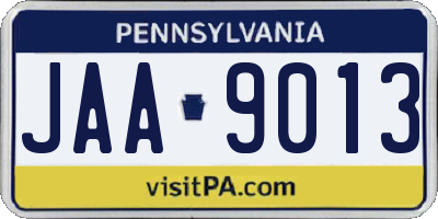 PA license plate JAA9013