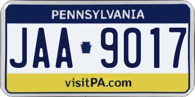 PA license plate JAA9017