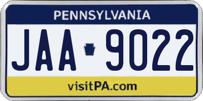 PA license plate JAA9022