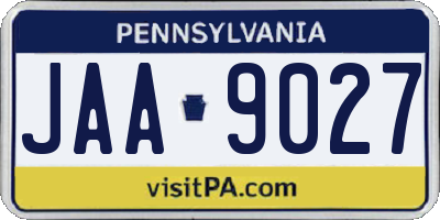 PA license plate JAA9027