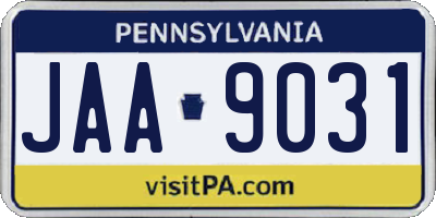 PA license plate JAA9031