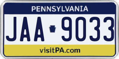 PA license plate JAA9033