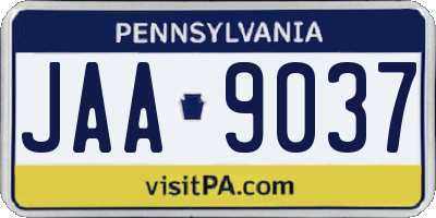 PA license plate JAA9037