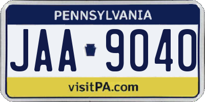 PA license plate JAA9040