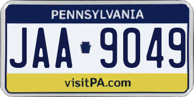 PA license plate JAA9049