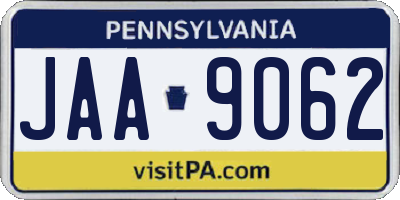 PA license plate JAA9062