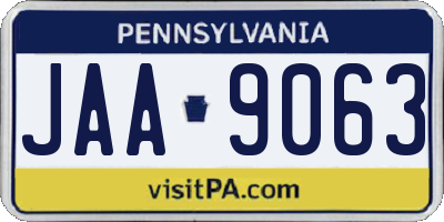 PA license plate JAA9063