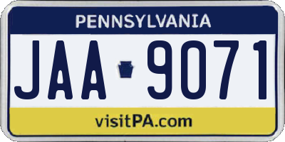 PA license plate JAA9071