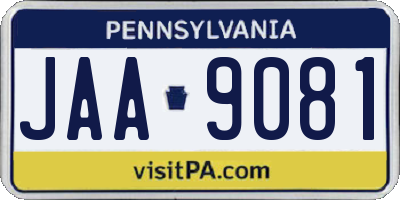 PA license plate JAA9081