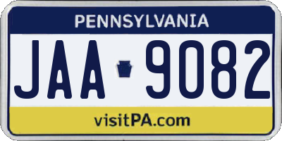 PA license plate JAA9082