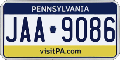 PA license plate JAA9086