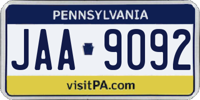 PA license plate JAA9092