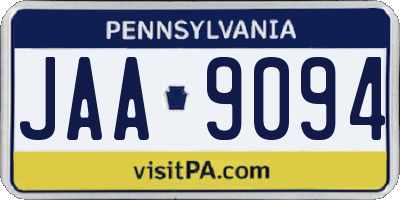 PA license plate JAA9094