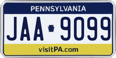 PA license plate JAA9099