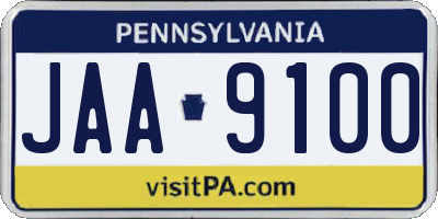 PA license plate JAA9100