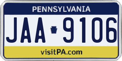 PA license plate JAA9106