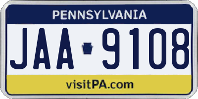 PA license plate JAA9108