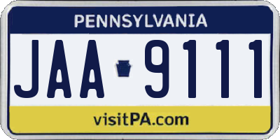 PA license plate JAA9111