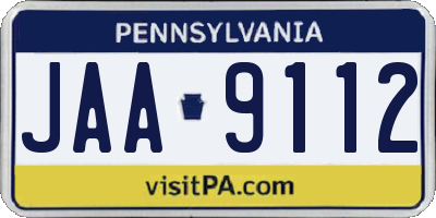 PA license plate JAA9112