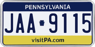 PA license plate JAA9115