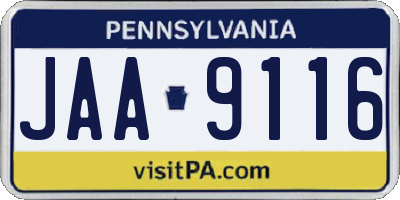 PA license plate JAA9116