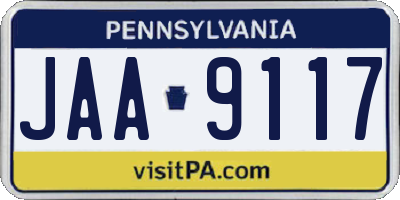 PA license plate JAA9117