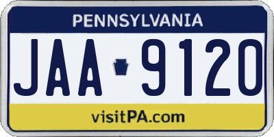 PA license plate JAA9120