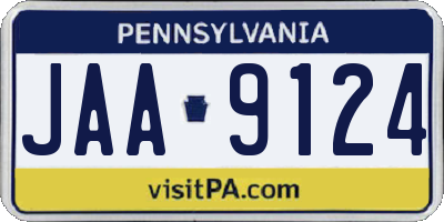 PA license plate JAA9124