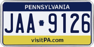 PA license plate JAA9126