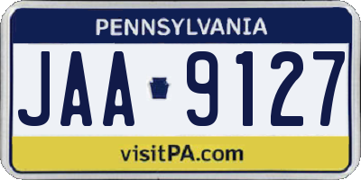 PA license plate JAA9127