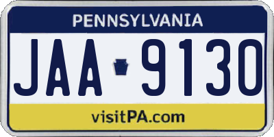 PA license plate JAA9130