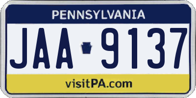 PA license plate JAA9137