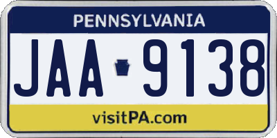 PA license plate JAA9138