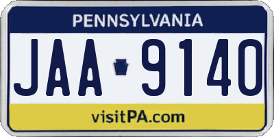 PA license plate JAA9140