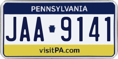 PA license plate JAA9141