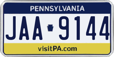 PA license plate JAA9144