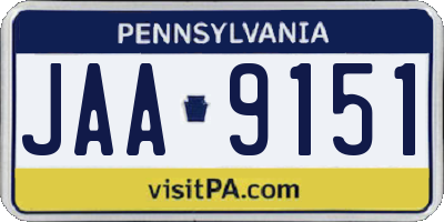 PA license plate JAA9151