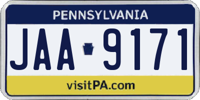 PA license plate JAA9171