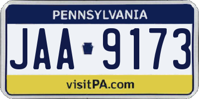 PA license plate JAA9173