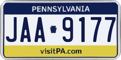 PA license plate JAA9177