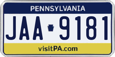 PA license plate JAA9181