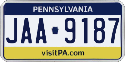 PA license plate JAA9187